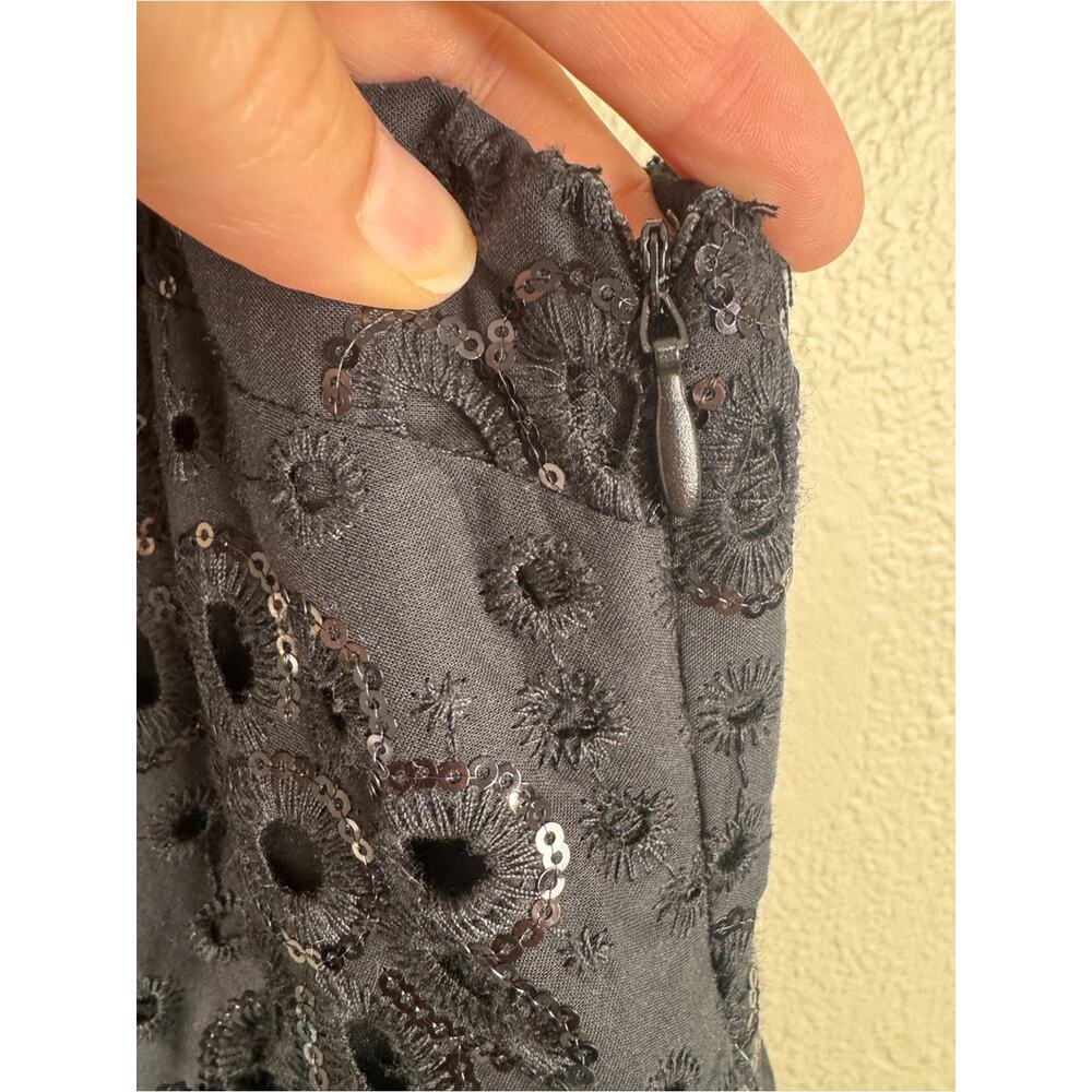 Desigual Black Eyelet Sequin Tiered Maxi Dress Womens M Leah Casual Boho Cotton - Picture 10 of 16